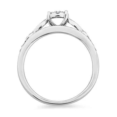 Jewelili 10K White Gold 1/2 CTTW Diamonds Ring