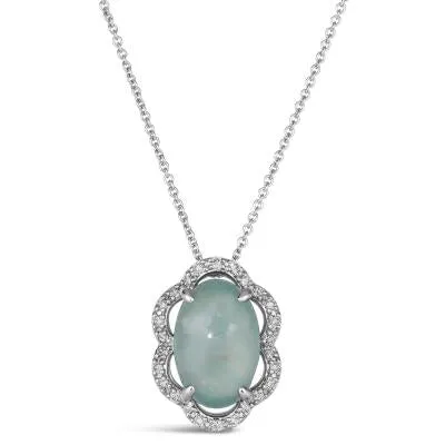 Oval Peacock Aquaprase Le Vian Pendant Necklace
